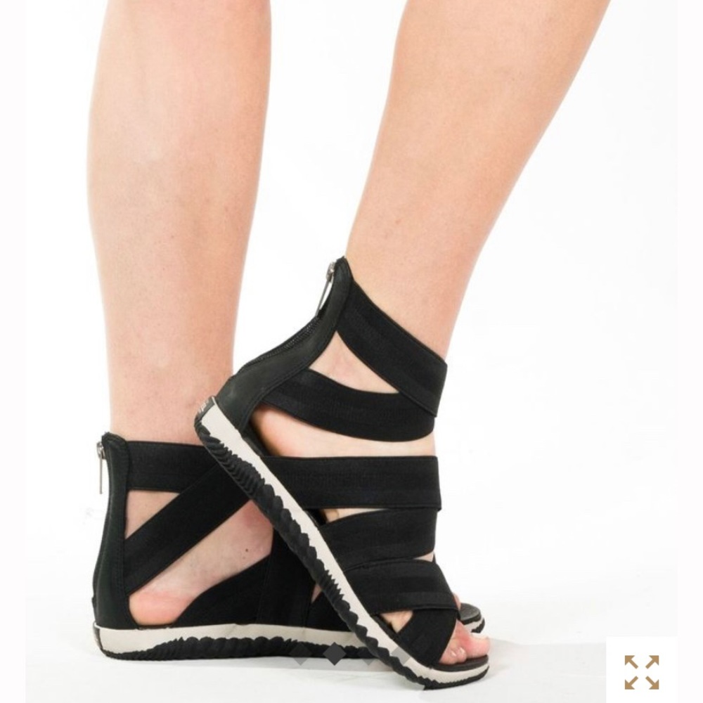 New Sorel Out N About Plus Strap Sandal Black Sz 8